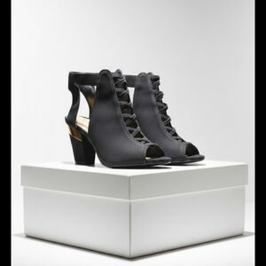 Soda Black Peep-Toe Heels